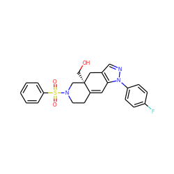 O=S(=O)(c1ccccc1)N1CCC2=Cc3c(cnn3-c3ccc(F)cc3)C[C@]2(CO)C1 ZINC000029128158