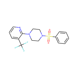 O=S(=O)(c1ccccc1)N1CCN(c2ncccc2C(F)(F)F)CC1 ZINC000029044889