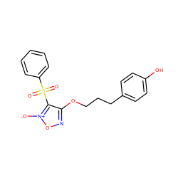 O=S(=O)(c1ccccc1)c1c(OCCCc2ccc(O)cc2)no[n+]1[O-] ZINC000028459500