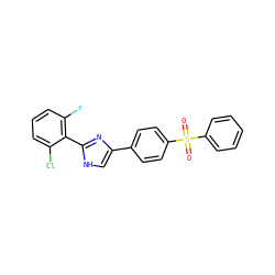 O=S(=O)(c1ccccc1)c1ccc(-c2c[nH]c(-c3c(F)cccc3Cl)n2)cc1 ZINC000064559245