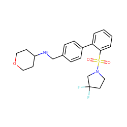 O=S(=O)(c1ccccc1-c1ccc(CNC2CCOCC2)cc1)N1CCC(F)(F)C1 ZINC000072114907