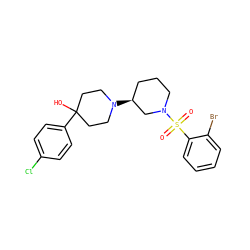 O=S(=O)(c1ccccc1Br)N1CCC[C@H](N2CCC(O)(c3ccc(Cl)cc3)CC2)C1 ZINC000029126031