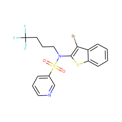 O=S(=O)(c1cccnc1)N(CCCC(F)(F)F)c1sc2ccccc2c1Br ZINC000115233265