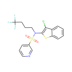 O=S(=O)(c1cccnc1)N(CCCC(F)(F)F)c1sc2ccccc2c1Cl ZINC000115229866