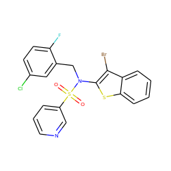 O=S(=O)(c1cccnc1)N(Cc1cc(Cl)ccc1F)c1sc2ccccc2c1Br ZINC000115233361