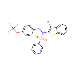 O=S(=O)(c1cccnc1)N(Cc1ccc(OC(F)(F)F)cc1)c1sc2ccccc2c1Br ZINC000115231196