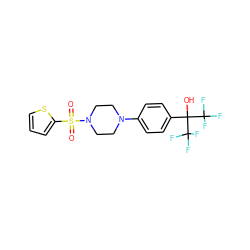 O=S(=O)(c1cccs1)N1CCN(c2ccc(C(O)(C(F)(F)F)C(F)(F)F)cc2)CC1 ZINC000098208155