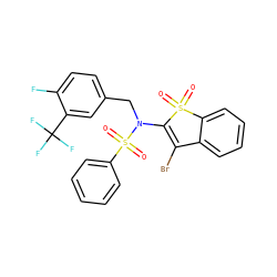 O=S1(=O)C(N(Cc2ccc(F)c(C(F)(F)F)c2)S(=O)(=O)c2ccccc2)=C(Br)c2ccccc21 ZINC000115232739