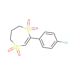 O=S1(=O)C=C(c2ccc(Cl)cc2)S(=O)(=O)CCC1 ZINC000222511952