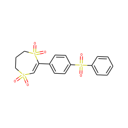 O=S1(=O)C=C(c2ccc(S(=O)(=O)c3ccccc3)cc2)S(=O)(=O)CCC1 ZINC000230591534