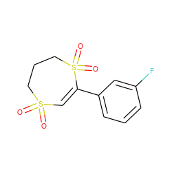 O=S1(=O)C=C(c2cccc(F)c2)S(=O)(=O)CCC1 ZINC000033963474