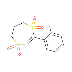 O=S1(=O)C=C(c2ccccc2F)S(=O)(=O)CCC1 ZINC000231527136