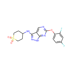 O=S1(=O)CCC(Nc2n[nH]c3nc(Oc4ccc(F)cc4F)ncc23)CC1 ZINC000071340250