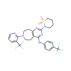 O=S1(=O)CCCCN1c1nc2c(c(Nc3ccc(C(F)(F)F)cc3)n1)CCN(c1ncccc1C(F)(F)F)CC2 ZINC000144960230