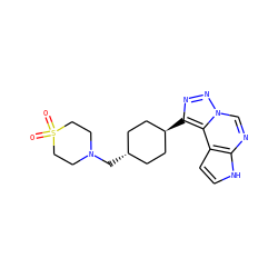 O=S1(=O)CCN(C[C@H]2CC[C@H](c3nnn4cnc5[nH]ccc5c34)CC2)CC1 ZINC001772578847