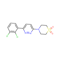 O=S1(=O)CCN(c2ccc(-c3cccc(Cl)c3Cl)nn2)CC1 ZINC000045392285