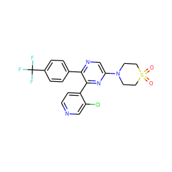 O=S1(=O)CCN(c2cnc(-c3ccc(C(F)(F)F)cc3)c(-c3ccncc3Cl)n2)CC1 ZINC000040425048