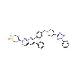 O=S1(=O)CCN(c2ncc3cc(-c4ccccc4)c(-c4ccc(CN5CCC(c6n[nH]c(-c7ccccn7)n6)CC5)cc4)nc3n2)CC1 ZINC000049833456