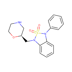 O=S1(=O)N(C[C@@H]2CNCCO2)c2ccccc2N1c1ccccc1 ZINC000072114648