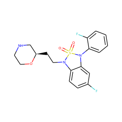 O=S1(=O)N(CC[C@@H]2CNCCO2)c2ccc(F)cc2N1c1ccccc1F ZINC000072120643