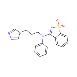 O=S1(=O)N=C(N(CCCn2ccnc2)c2ccccc2)c2ccccc21 ZINC000064549673