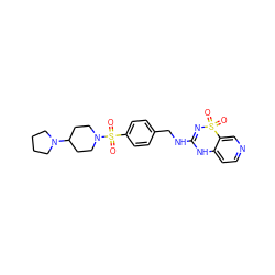 O=S1(=O)N=C(NCc2ccc(S(=O)(=O)N3CCC(N4CCCC4)CC3)cc2)Nc2ccncc21 ZINC000103241102