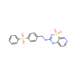 O=S1(=O)N=C(NCc2ccc(S(=O)(=O)c3ccccc3)cc2)Nc2ccncc21 ZINC000103241100