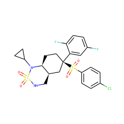 O=S1(=O)NC[C@@H]2C[C@](c3cc(F)ccc3F)(S(=O)(=O)c3ccc(Cl)cc3)CC[C@@H]2N1C1CC1 ZINC000036175596
