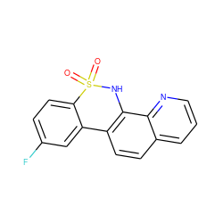 O=S1(=O)Nc2c(ccc3cccnc23)-c2cc(F)ccc21 ZINC000013817962