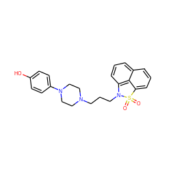 O=S1(=O)c2cccc3cccc(c23)N1CCCN1CCN(c2ccc(O)cc2)CC1 ZINC000012356349