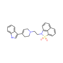 O=S1(=O)c2cccc3cccc(c23)N1CCN1CC=C(c2c[nH]c3ccccc23)CC1 ZINC000013826831