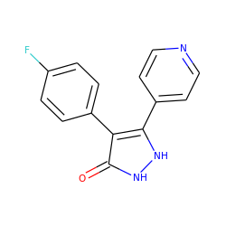 O=c1[nH][nH]c(-c2ccncc2)c1-c1ccc(F)cc1 ZINC000028390596