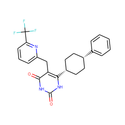 O=c1[nH]c(=O)c(Cc2cccc(C(F)(F)F)n2)c([C@H]2CC[C@@H](c3ccccc3)CC2)[nH]1 ZINC000254132536