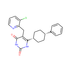 O=c1[nH]c(=O)c(Cc2ncccc2Cl)c([C@H]2CC[C@@H](c3ccccc3)CC2)[nH]1 ZINC000254133002