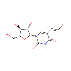 O=c1[nH]c(=O)n([C@@H]2O[C@H](CO)[C@@H](O)[C@@H]2O)cc1/C=C/Br ZINC000003653374