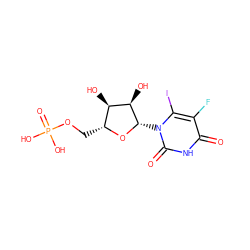 O=c1[nH]c(=O)n([C@@H]2O[C@H](COP(=O)(O)O)[C@@H](O)[C@H]2O)c(I)c1F ZINC000035322614