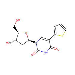 O=c1[nH]c(=O)n([C@H]2C[C@H](O)[C@@H](CO)O2)cc1-c1cccs1 ZINC000013604655