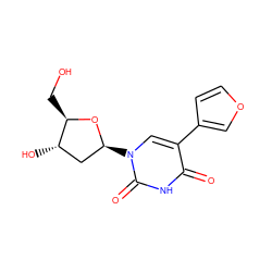 O=c1[nH]c(=O)n([C@H]2C[C@H](O)[C@@H](CO)O2)cc1-c1ccoc1 ZINC000013604674