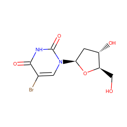 O=c1[nH]c(=O)n([C@H]2C[C@H](O)[C@@H](CO)O2)cc1Br ZINC000001081243