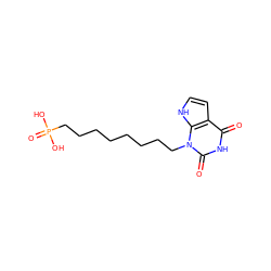 O=c1[nH]c(=O)n(CCCCCCCCP(=O)(O)O)c2[nH]ccc12 ZINC000084595513