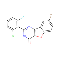 O=c1[nH]c(-c2c(F)cccc2Cl)nc2c1oc1ccc(Br)cc12 ZINC000084668519