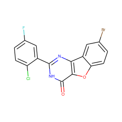 O=c1[nH]c(-c2cc(F)ccc2Cl)nc2c1oc1ccc(Br)cc12 ZINC000084712520