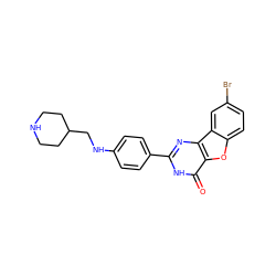 O=c1[nH]c(-c2ccc(NCC3CCNCC3)cc2)nc2c1oc1ccc(Br)cc12 ZINC000084708256