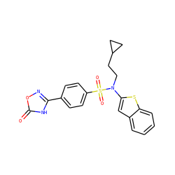 O=c1[nH]c(-c2ccc(S(=O)(=O)N(CCC3CC3)c3cc4ccccc4s3)cc2)no1 ZINC000115232919