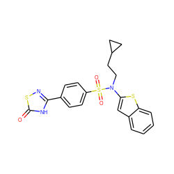 O=c1[nH]c(-c2ccc(S(=O)(=O)N(CCC3CC3)c3cc4ccccc4s3)cc2)ns1 ZINC000115229229