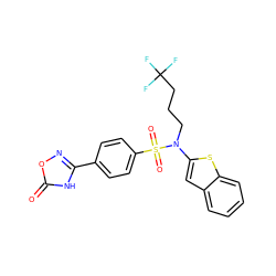 O=c1[nH]c(-c2ccc(S(=O)(=O)N(CCCC(F)(F)F)c3cc4ccccc4s3)cc2)no1 ZINC000115234403