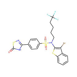 O=c1[nH]c(-c2ccc(S(=O)(=O)N(CCCCC(F)(F)F)c3sc4ccccc4c3Br)cc2)ns1 ZINC000115230783