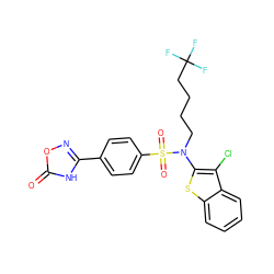 O=c1[nH]c(-c2ccc(S(=O)(=O)N(CCCCC(F)(F)F)c3sc4ccccc4c3Cl)cc2)no1 ZINC000115231533