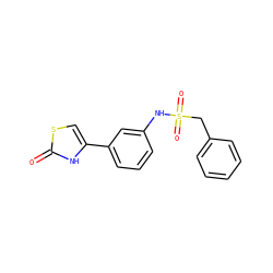 O=c1[nH]c(-c2cccc(NS(=O)(=O)Cc3ccccc3)c2)cs1 ZINC000095605554