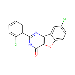 O=c1[nH]c(-c2ccccc2Cl)nc2c1oc1ccc(Cl)cc12 ZINC000084669645